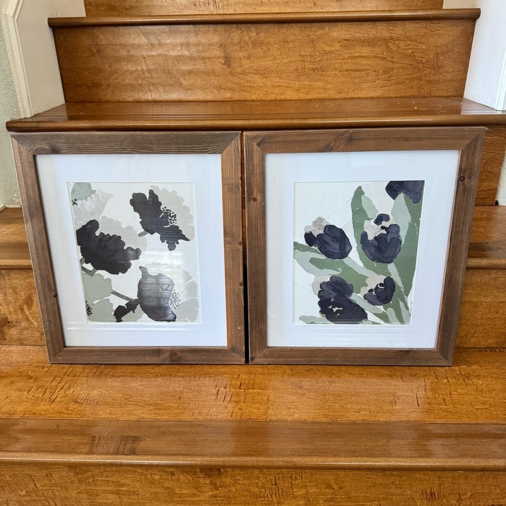 Floral Art Prints in Wooden Frames